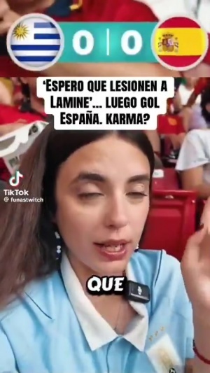 女网红现场诅咒亚马尔断腿,西班牙进球助乌拉圭出局
