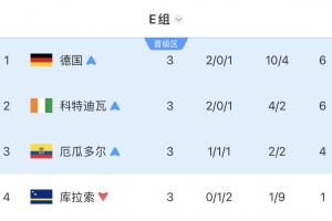 死亡之组X2！E组四队皆出局：德国意外败北，科特迪瓦、厄瓜多尔负于对手