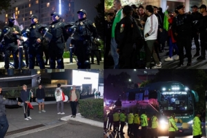 墨西哥球迷在英格兰队入住酒店附近制造干扰，警方已设立两道警戒线